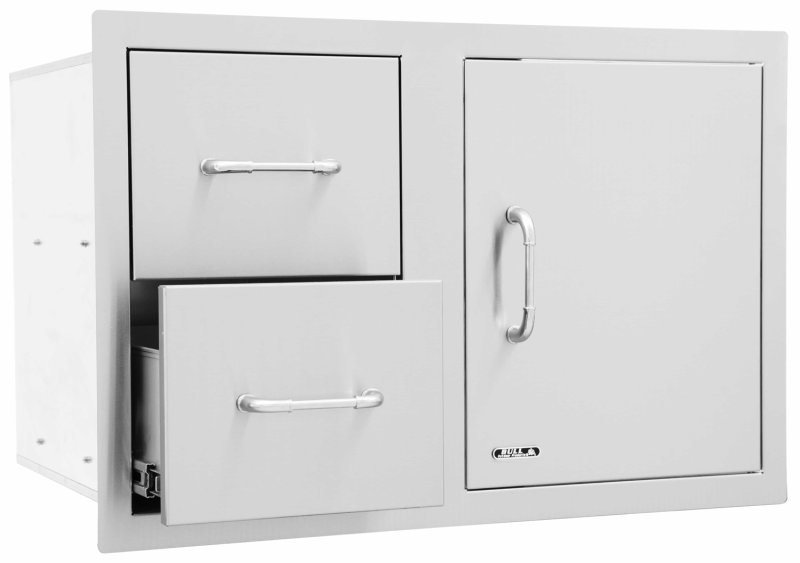 BULL Einbau Kombination Tür / Schubladen aus Edelstahl / 76 cm