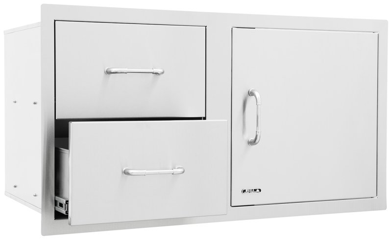 BULL Einbau Kombination Tür / Schubladen aus Edelstahl / 97 cm