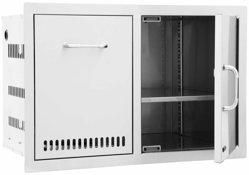 BULL Einbau Kombination Tür / Schublade belüftet aus Edelstahl / 76 cm