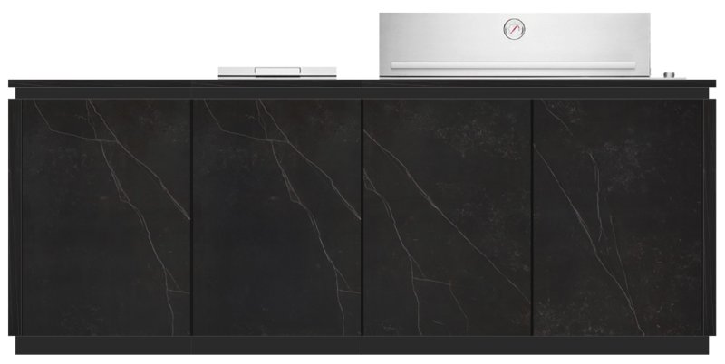 BURN Outdoorkitchen: BURN SOL Outdoor Küche mit Beefeater Proline inkl. Kochfeld und Kühlschrank (Wandlösung)