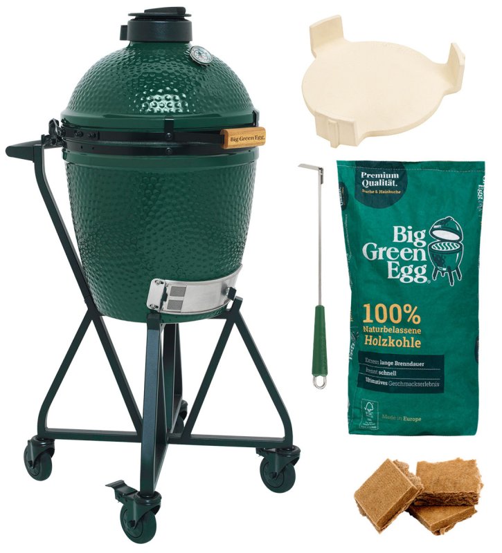 Big Green Egg Medium Keramikgrill Starter - Paket: mit Nest + Handler und ConvEGGtor