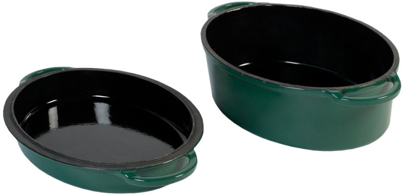 Big Green Egg emaillierter Dutch Oven / Bräter 5,2 L Grün oval 2XL / XLarge / Large
