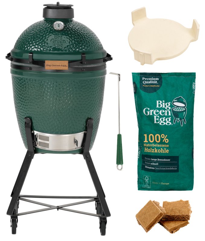 Big Green Egg Medium Keramikgrill Starterset - 50 Jahre Big Green Egg Jubiläums-Paket: mit Nest und ConvEGGtor