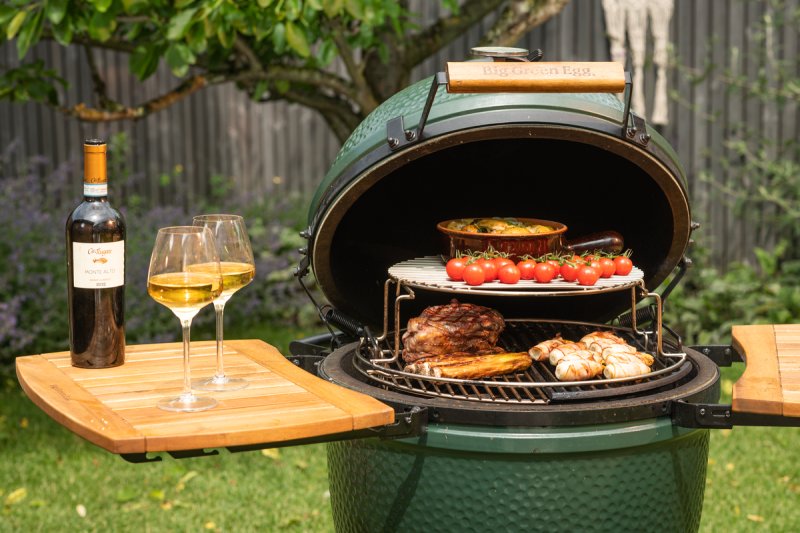 Big Green Egg Large Keramikgrill PRO Starterset - 50 Jahre Big Green Egg Jubiläums-Paket: mit Nest + Handler, Seitentischen, ConvEGGtor, EGGspander