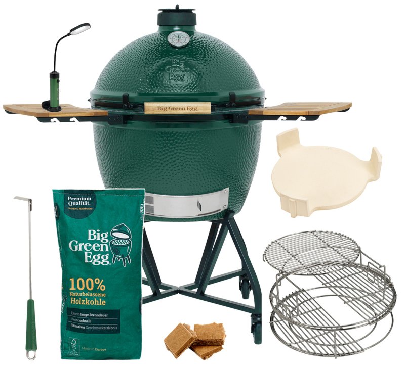 Big Green Egg XLarge Keramikgrill PRO Starterset - 50 Jahre Big Green Egg Jubiläums-Paket: mit Nest + Handler, Seitentischen, ConvEGGtor, EGGspander