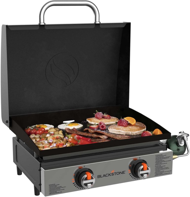 Blackstone 22 Zoll Griddle Gas Tischgrill mit Grillplatte, Deckel und 2 Brennern