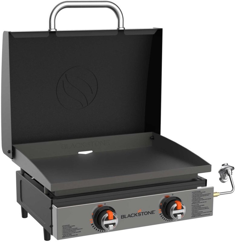 Blackstone 22 Zoll Griddle Gas Tischgrill mit Grillplatte, Deckel und 2 Brennern