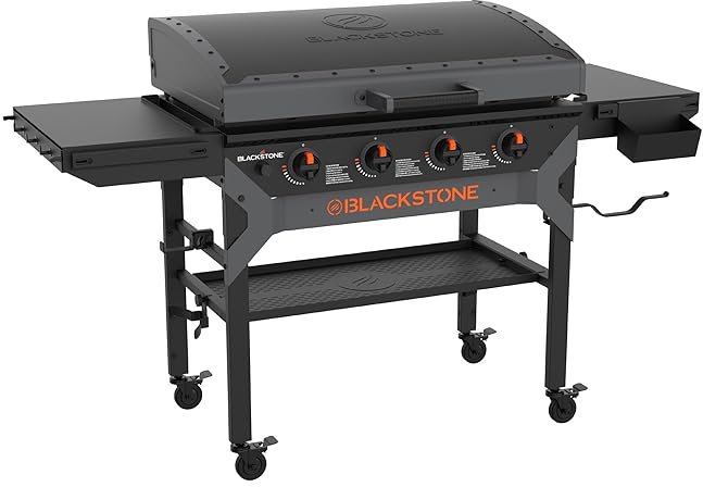 Blackstone 36 Zoll Iron Forged Griddle Gas Grillstation mit 4 Brennern Grillplatte und Deckel