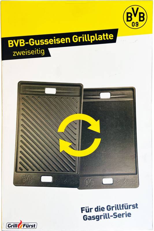 Gusseisen Grillplatte / Gussplatte für Grillfürst Gasgrills ab G210 41,5 x 24 cm - Borussia Dortmund Edition