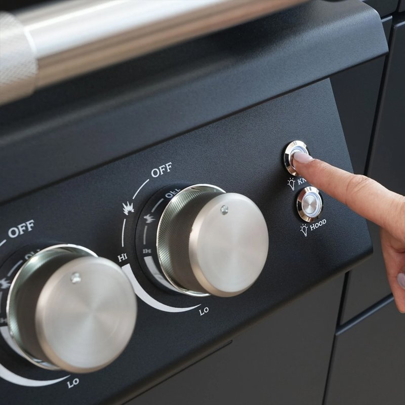 Brabura Outdoor Küche - KC 100 Grillschrank - Anthracite Grey / Nero Zimbabwe - inkl. Brabura Einbaugrill Fusion 400 RM - 4-Brenner, Schwarz