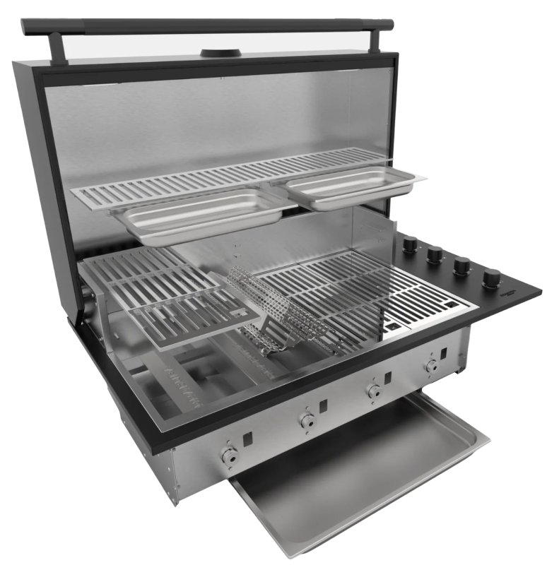 Brabura Outdoor Küche - KC 120 Grillschrank Box-Q Drop-In - Anthracite Grey / Nero Zimbabwe - inkl. Brabura Einbaugrill Box-Q Schwarz