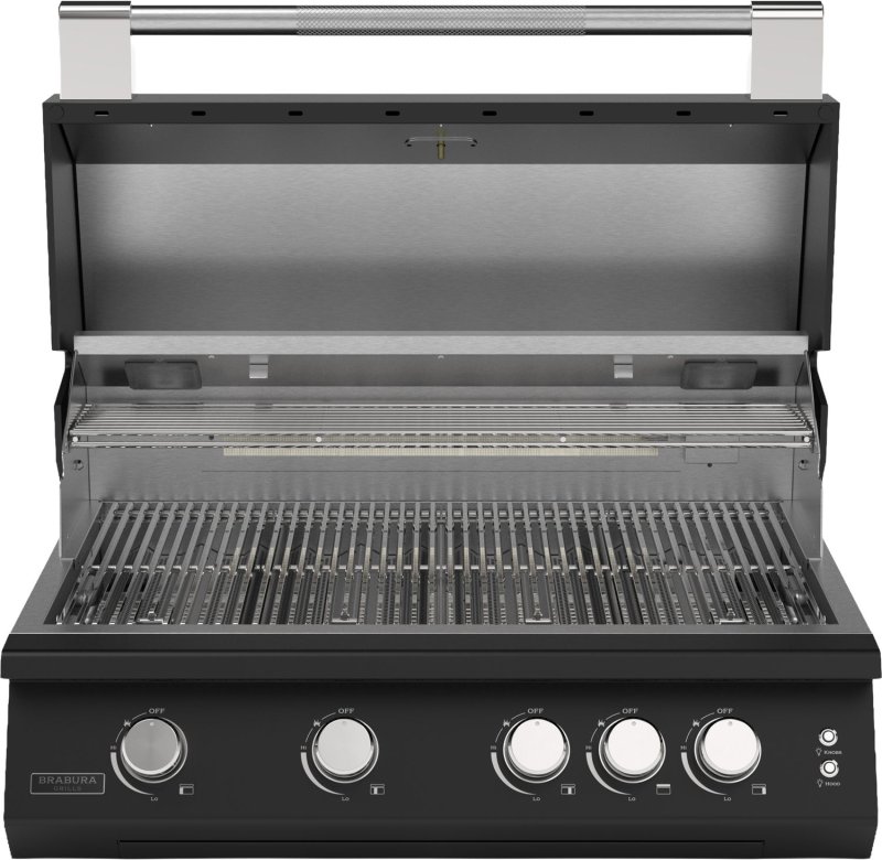 Brabura Outdoor Küche - KC 100 Grillschrank - Anthracite Grey / Nero Zimbabwe - inkl. Brabura Einbaugrill Fusion 400 RM - 4-Brenner, Schwarz