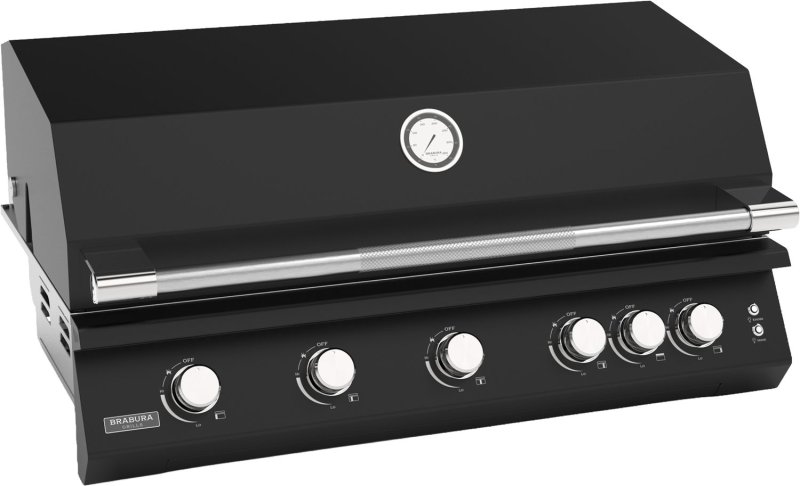 Brabura Outdoor Küche - KC 120 Grillschrank - Anthracite Grey / Nero Zimbabwe - inkl. Brabura Einbaugrill Fusion 500 RM - 5-Brenner, Schwarz