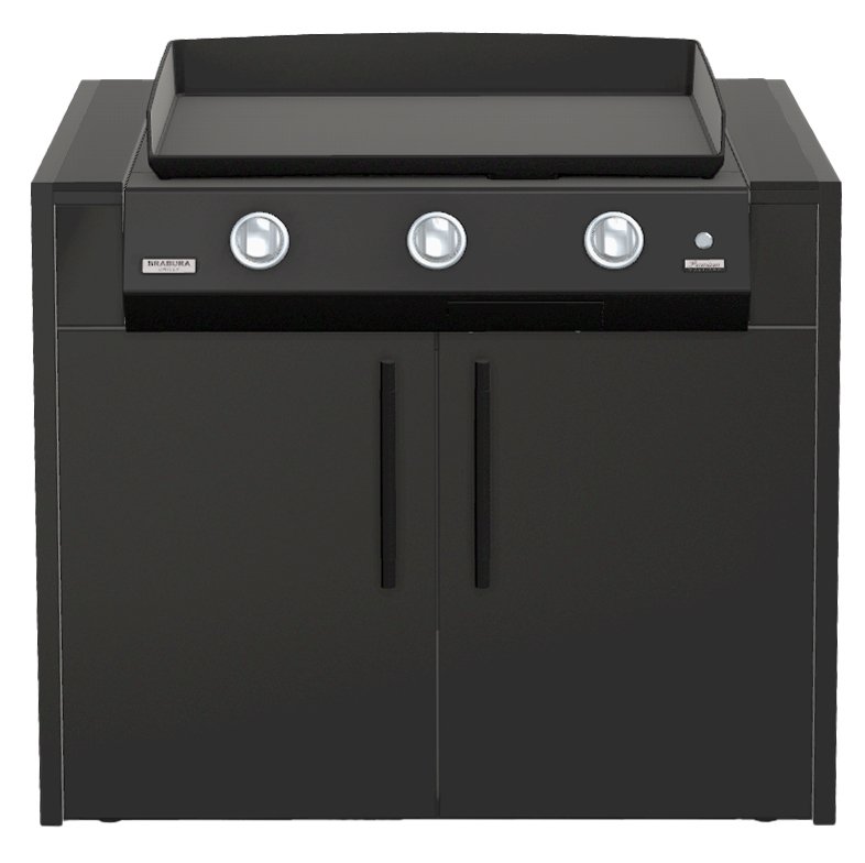 Brabura Outdoor Küche - KC 100 Planchamodul - Anthracite Grey / Nero Zimbabwe - inkl. Brabura Planchagrill L Class Matte 30, Schwarz