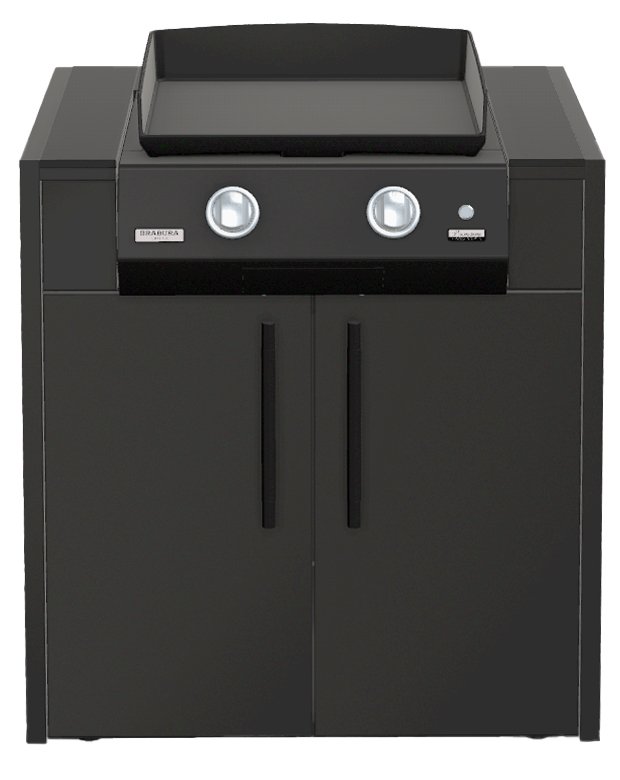 Brabura Outdoor Küche - KC 80 Planchamodul - Anthracite Grey / Nero Zimbabwe - inkl. Brabura Planchagrill L Class Matte 20 Plancha, Schwarz