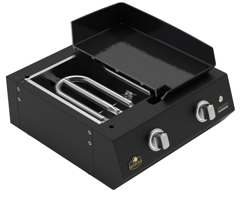 Brabura Outdoor Küche - KC 80 Planchamodul - Anthracite Grey / Nero Zimbabwe - inkl. Brabura Planchagrill L Class Matte 20 Plancha, Schwarz