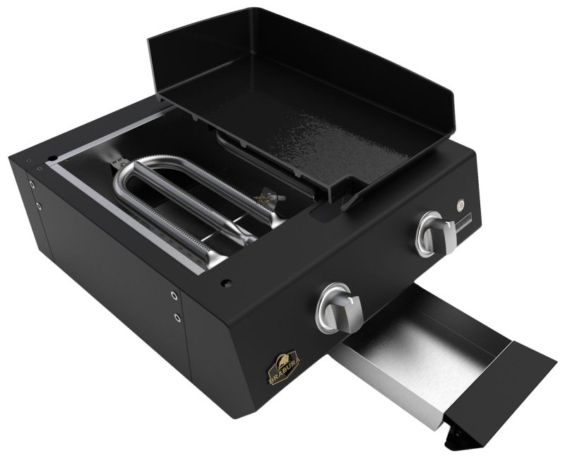 Brabura Outdoor Küche - KC 80 Planchamodul - Anthracite Grey / Nero Zimbabwe - inkl. Brabura Planchagrill L Class Matte 20 Plancha, Schwarz