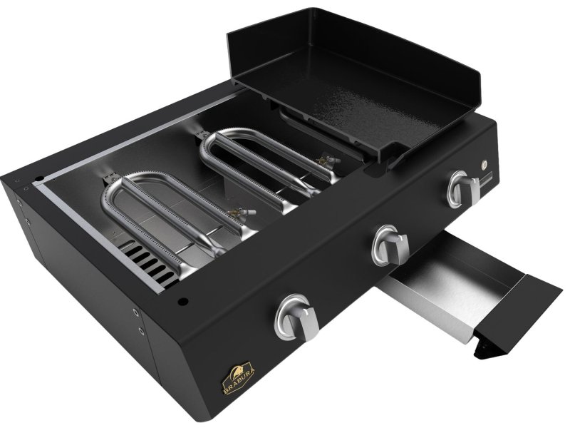 Brabura Outdoor Küche - KC 100 Planchamodul - Anthracite Grey / Nero Zimbabwe - inkl. Brabura Planchagrill L Class Matte 30, Schwarz