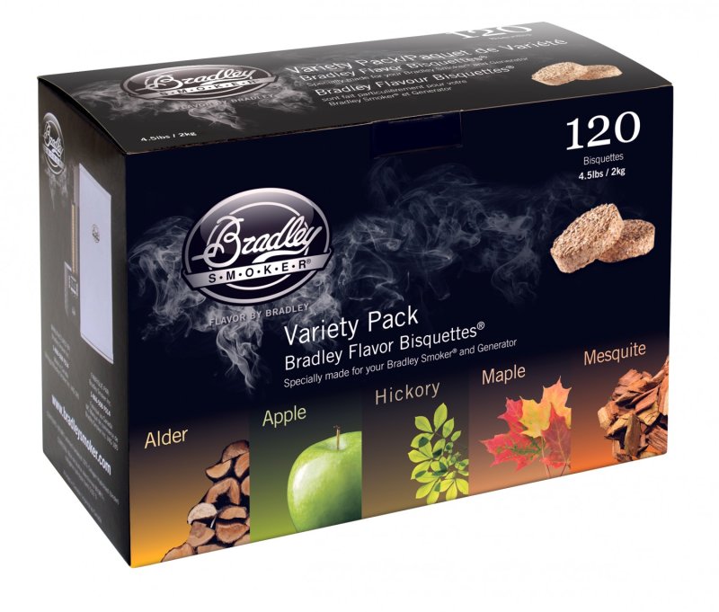 Bradley Smoker 120 Bisquetten - Five Flavour Varieties