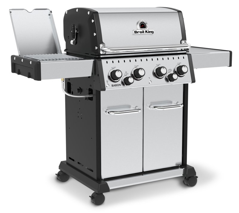 Broil King Baron S490 IR Gasgrill inkl. Drehspieß + Infrarot-Seitenbrenner - inkl. Blazinglas