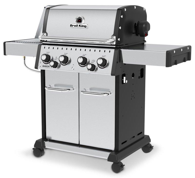 Broil King Baron S490 IR Gasgrill inkl. Drehspieß + Infrarot-Seitenbrenner - inkl. Blazinglas