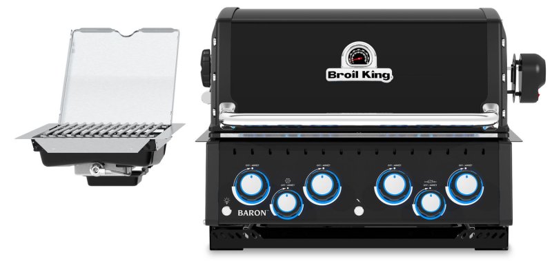 Broil King Outdoor Küche Baron 490 IR Shadow MOK - Komplettset inkl. IR-Seitenbrenner mit Gasflaschenschrank und Aufbewahrungsschrank