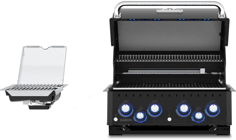 Broil King Outdoor Küche Baron 490 IR Shadow MOK - Komplettset inkl. IR-Seitenbrenner mit Gasflaschenschrank und Aufbewahrungsschrank