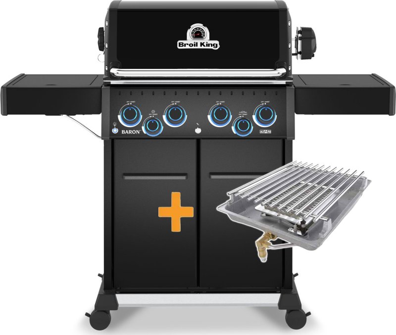 Broil King Baron 490 X Shadow Gasgrill inkl. Drehspieß + Upgrade Set Infrarotbrenner - Modell 2026