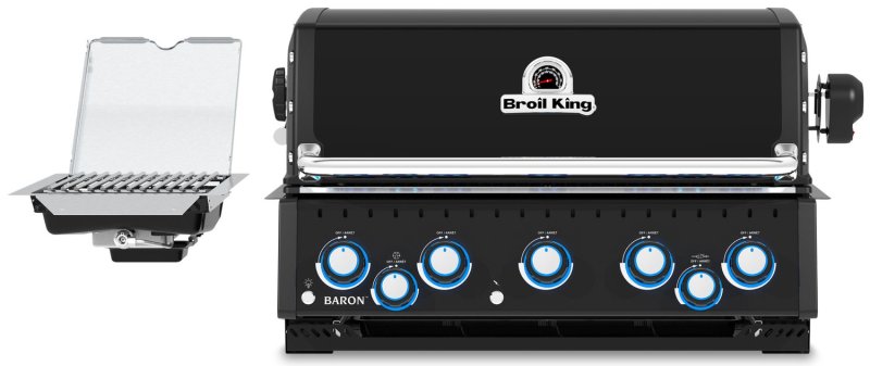 Broil King Outdoor Küche Baron 590 IR Shadow MOK XL - Komplettset inkl. IR-Seitenbrenner mit Gasflaschenschrank und 3 Aufbewahrungsschränke