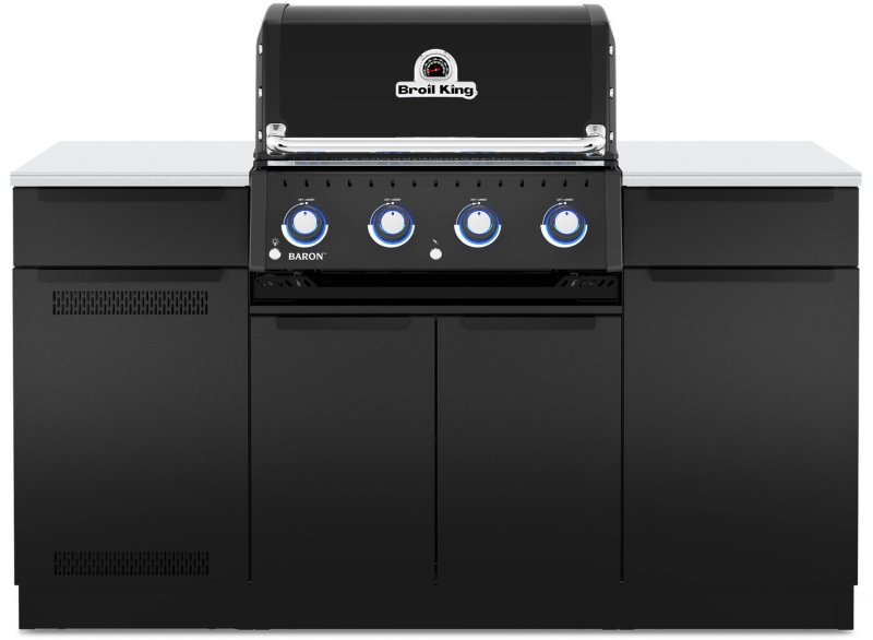 Broil King Outdoor Küche Baron 420 Shadow MOK - Komplettset inkl. Gasflaschenschrank und Aufbewahrungsschrank