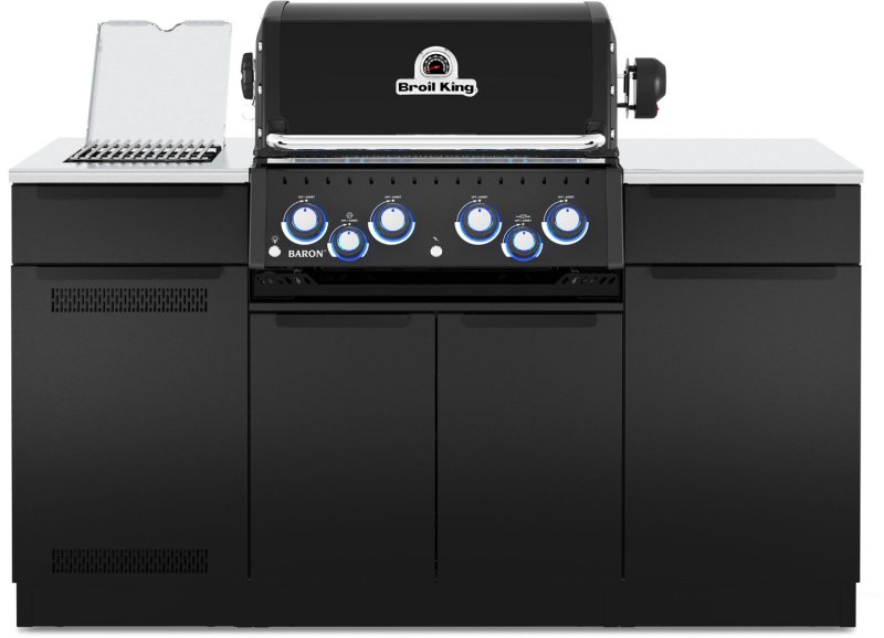 Broil King Outdoor Küche Baron 490 IR Shadow MOK - Komplettset inkl. IR-Seitenbrenner mit Gasflaschenschrank und Aufbewahrungsschrank