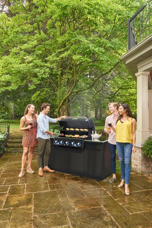 Broil King Outdoor Küche Baron 590 IR Shadow MOK - Komplettset inkl. IR-Seitenbrenner mit Gasflaschenschrank und Aufbewahrungsschrank