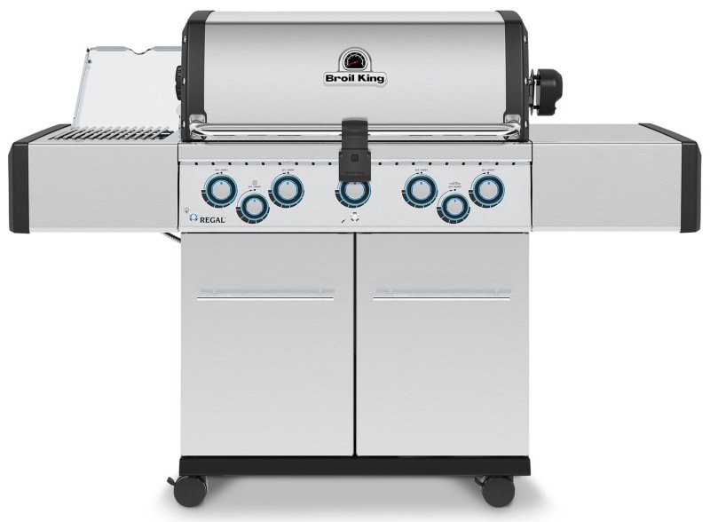 Broil King Regal S 590 IR Edelstahl Gasgrill - mit Heckbrenner inkl. Drehspießset, Infrarot-Seitenbrenner und Gussrosten - Modell 2025