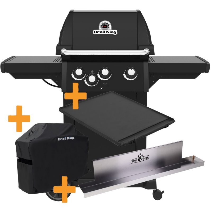 Broil King Royal 340 Shadow Gasgrill inkl. Fettschiene, Abdeckhaube und Grillplatte