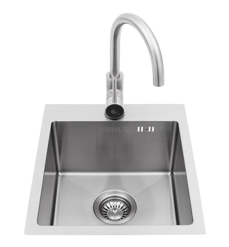 BULL Edelstahl Spülbecken Größe S / 33 x 33 x 20 cm / inkl. Wasserhahn (warm/kalt)