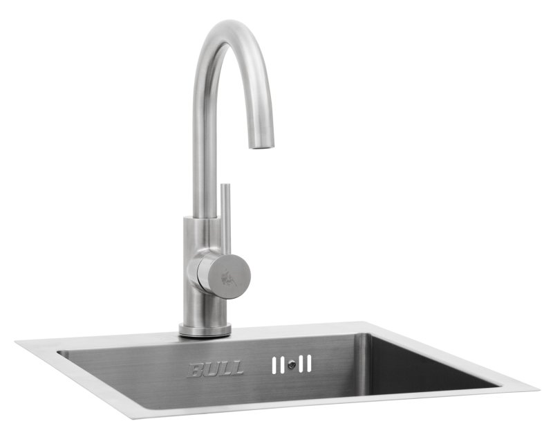 BULL Edelstahl Spülbecken Größe S / 33 x 33 x 20 cm / inkl. Wasserhahn (warm/kalt)