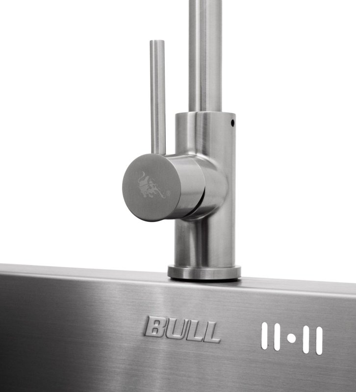 BULL Edelstahl Spülbecken Größe S / 33 x 33 x 20 cm / inkl. Wasserhahn (warm/kalt)