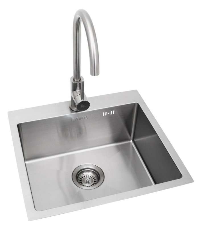 BULL Edelstahl Spülbecken Größe M / 43 x 36 x 20 cm / inkl. Wasserhahn (warm/kalt) - Ausstellungsstück