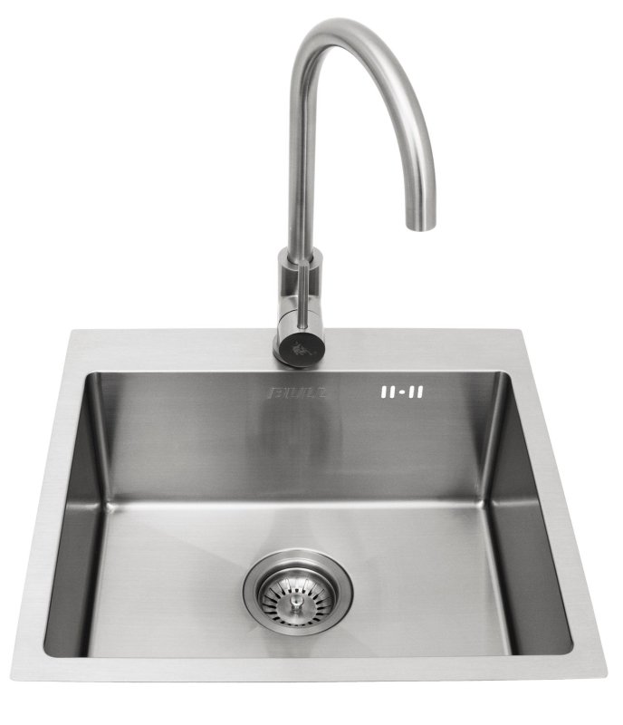 BULL Edelstahl Spülbecken Größe M / 43 x 36 x 20 cm / inkl. Wasserhahn (warm/kalt) - Ausstellungsstück