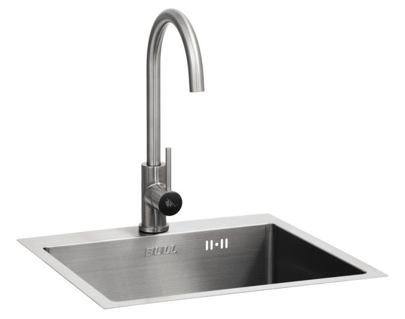 BULL Edelstahl Spülbecken Größe M / 43 x 36 x 20 cm / inkl. Wasserhahn (warm/kalt) - Ausstellungsstück
