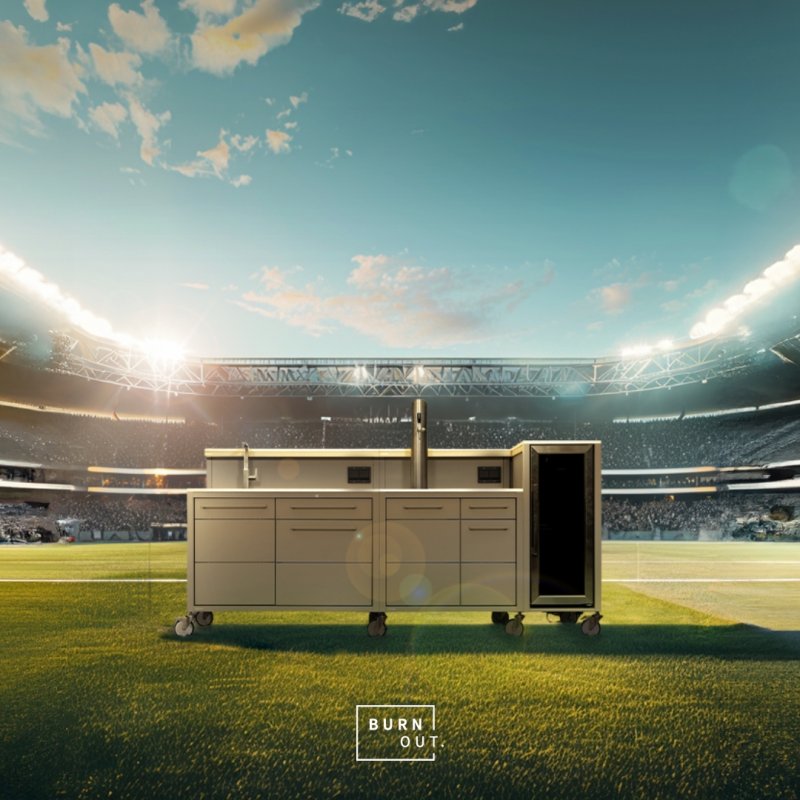 BURN Outdoorkitchen: BURN BBQ Mobile Zapfanlage mit Spüle und Kühlschrank