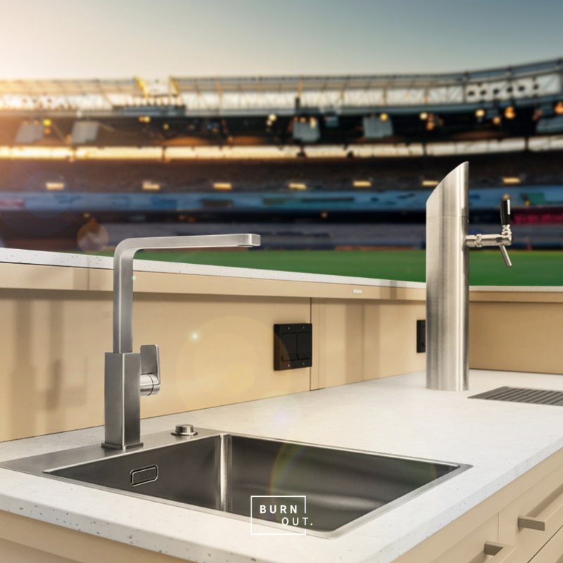 BURN Outdoorkitchen: BURN BBQ Mobile Zapfanlage mit Spüle und Kühlschrank