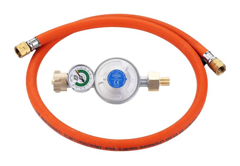 CADAC Universal Druckregler 50 mbar mit Manometer und Gasschlauch / Überdruckregler