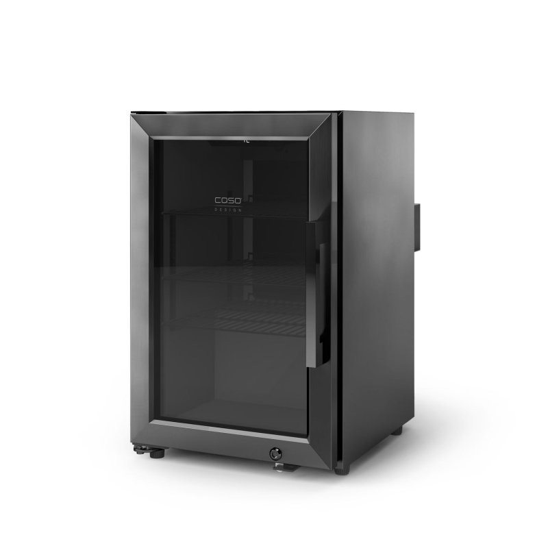 CASO BBQ Deluxe L Black Smart - Outdoor-Kühlschrank (63 Liter) mit schwarzem Edelstahlgehäuse, WiFi Control App - Linksanschlag