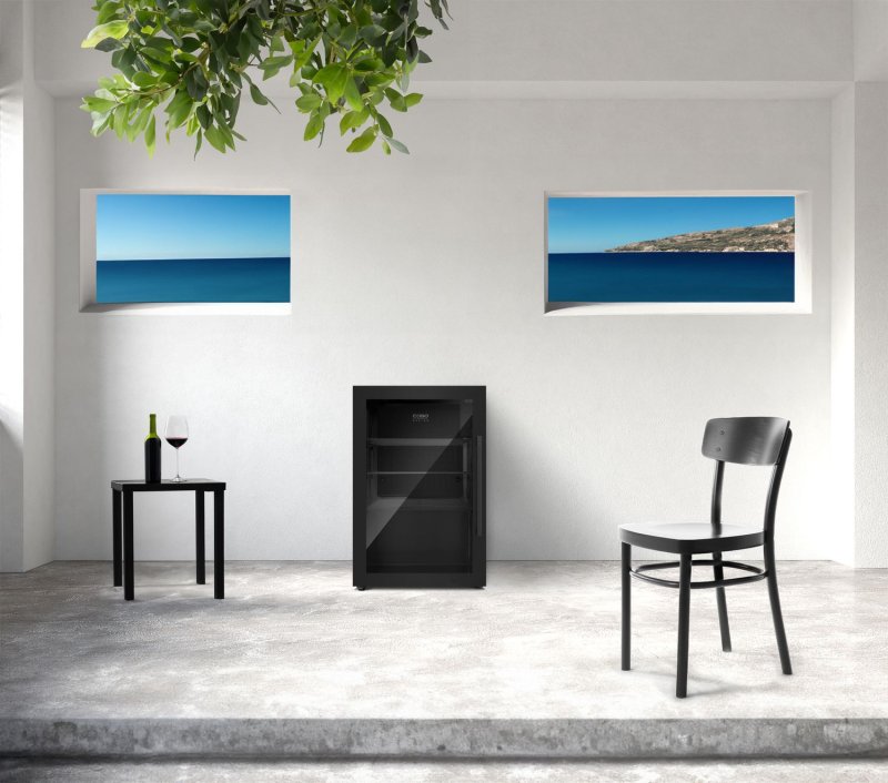 CASO Design Barbecue Cooler S-L - Outdoor-Kühlschrank (63 Liter) mit schwarzem Edelstahlgehäuse - Linksanschlag