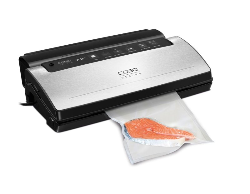 CASO Design VC 330 Vakuumierer - Vollautomatisches Vakuumiersystem mit doppelter Schweißnaht bis 30 cm Breite - inkl. 2 Folienrollen und Vakuumierschlauch