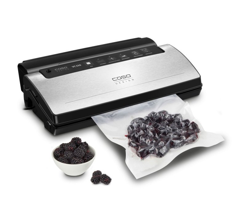 CASO Design VC 330 Vakuumierer - Vollautomatisches Vakuumiersystem mit doppelter Schweißnaht bis 30 cm Breite - inkl. 2 Folienrollen und Vakuumierschlauch