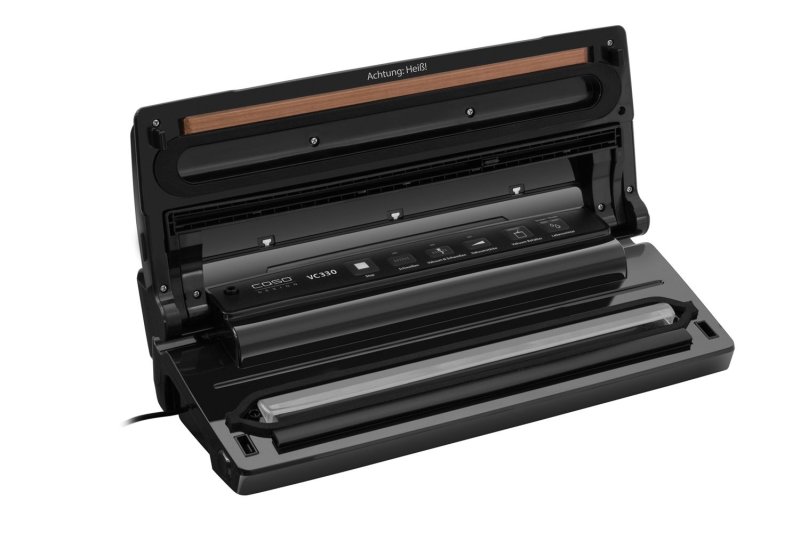 CASO Design VC 330 Vakuumierer - Vollautomatisches Vakuumiersystem mit doppelter Schweißnaht bis 30 cm Breite - inkl. 2 Folienrollen und Vakuumierschlauch