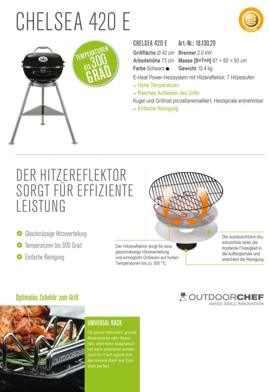 Outdoorchef Chelsea 420E Elektrogrill Kugelgrill schwarz