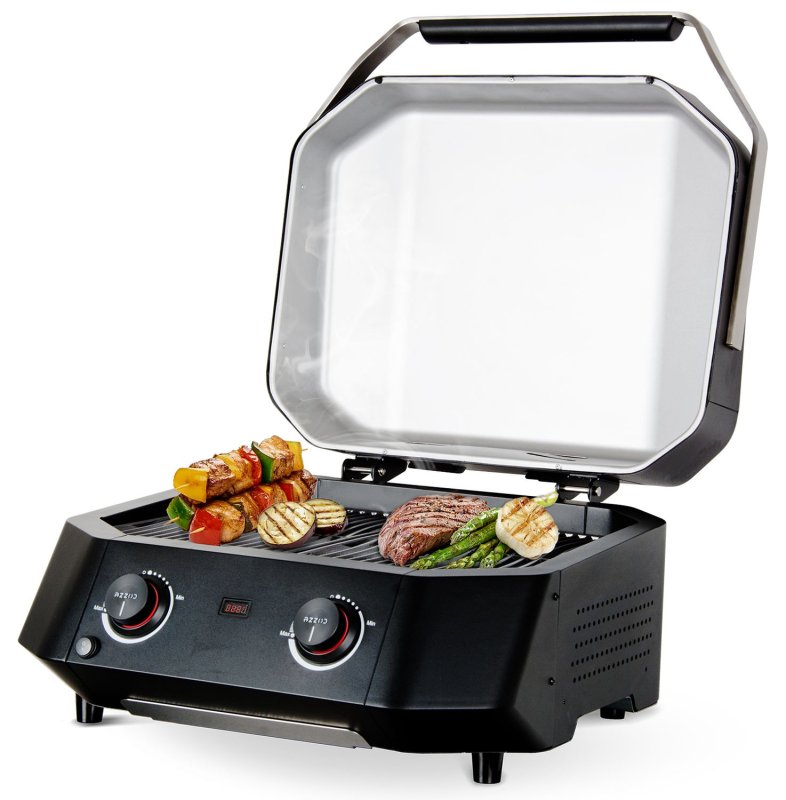 COZZE Outdoor Küche mit Spüle / 300 x 60 x 90 cm - inkl. COZZE E-500 Elektrogrill + Elektro Pizzaofen 42,5 (17") mit rotierendem Pizzastein